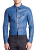 Men’s Slim Fit Blue Genuine Leather Jacket