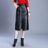 Women's Leather Midi Skirt