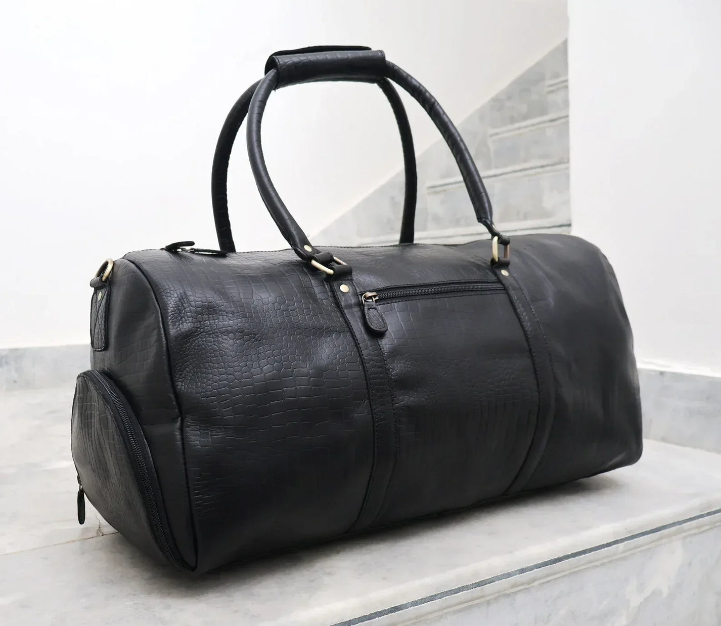 Beige Duffel Bag with Shoe Compartment