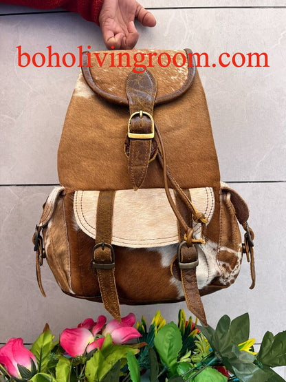 Natural Cowhide Backpack Purse