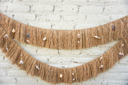 sea shells raffia wall hanging two layers