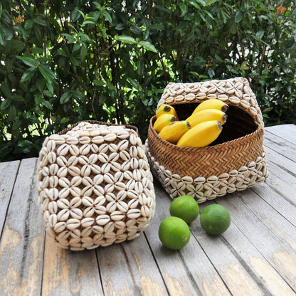 Set of Balinese Baskets Cowrie Shells Baskets