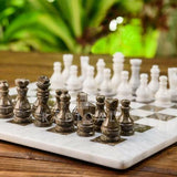 Marble Chess Board Oceanic White