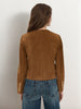 Brown Faux Suede Jacket Womens with Gold Buttons