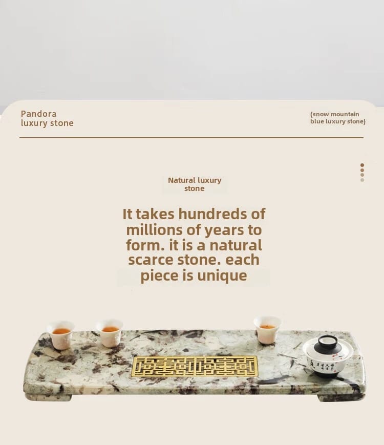 Snow Mountain Blue Luxury Marble Tea Tray