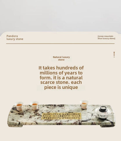 Snow Mountain Blue Luxury Marble Tea Tray