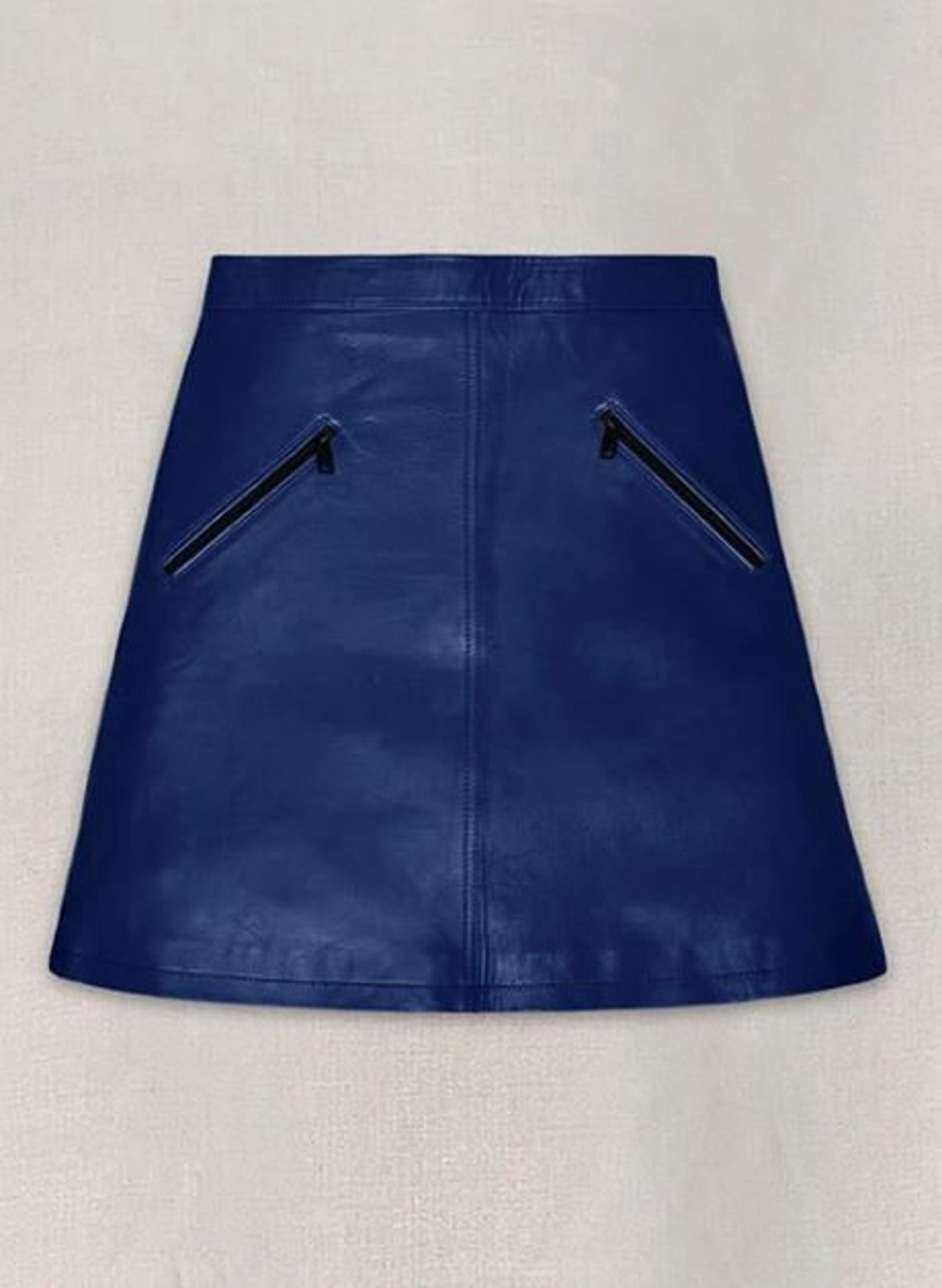 Genuine Leather Blue Regular Skirt