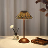 Rechargeable Retro Floral Table Lamp Walnut Base