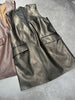 Women Oil-Waxed Genuine Leather V-Neck Vest Dress