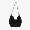 Woven Summer Shoulder Beach Bag with Leather Base