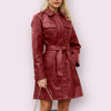 Women's Genuine Leather Trench Coat Jacket