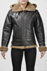 womens leather jacket with real fur