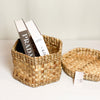 Set of 2 wicker hexagon water hyacinth storage baskets