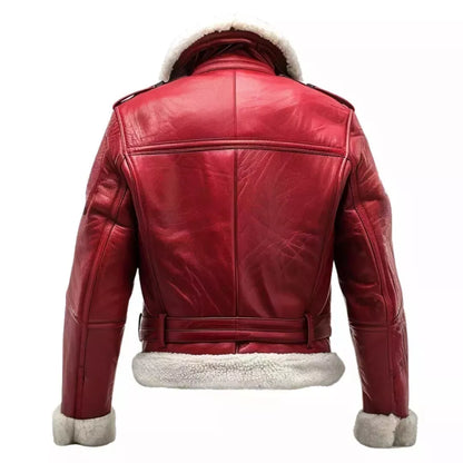 men shearling leather coat with fur