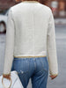Women’s White Tweed Short Jacket with Gold Trim