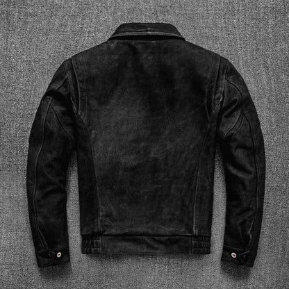 Men’s Suede Cowhide Retro Motorcycle Jacket