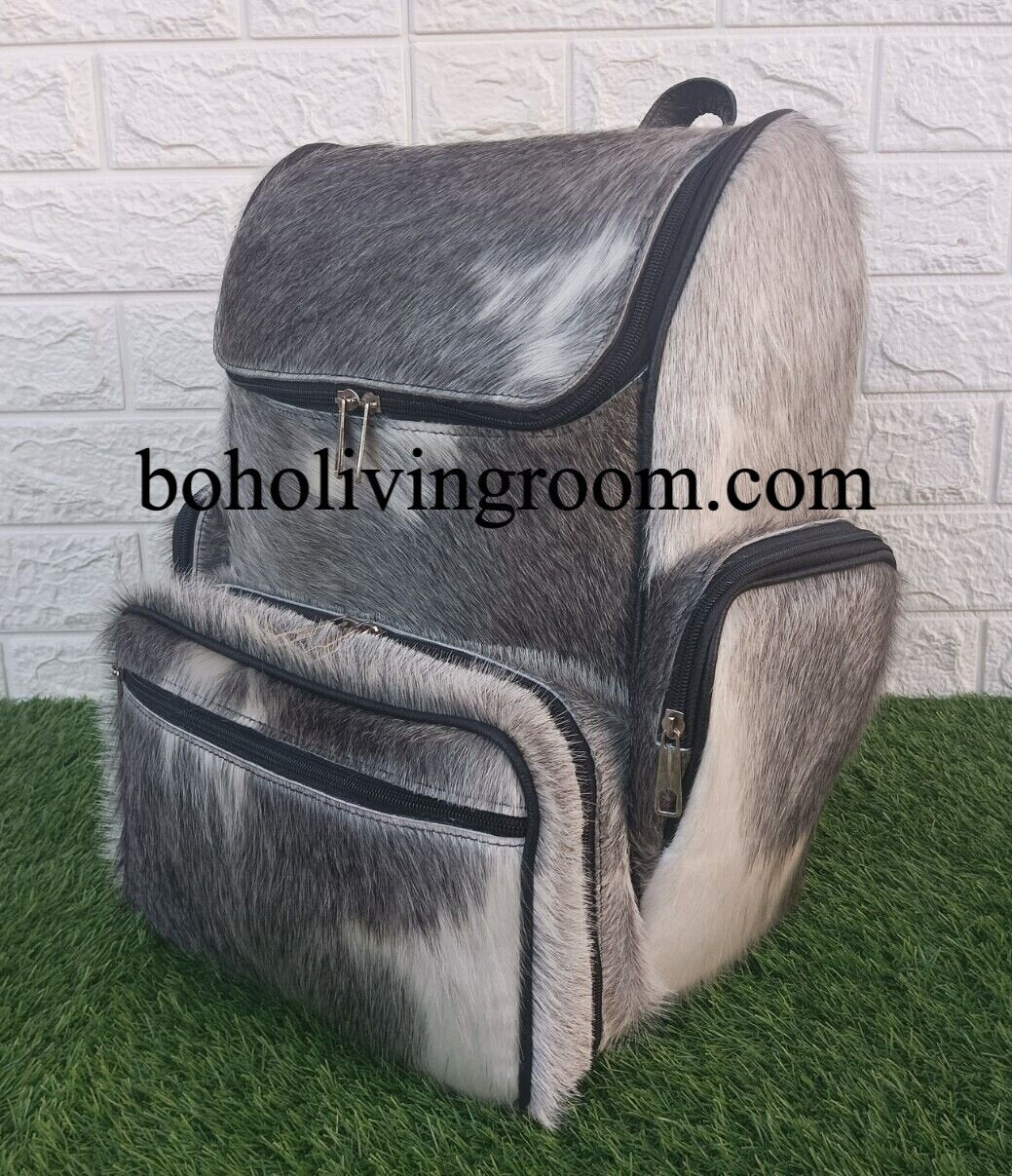 Solid Grey Cowhide Backpack