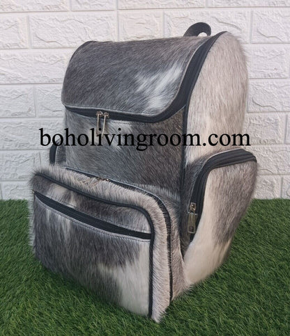 Solid Grey Cowhide Backpack