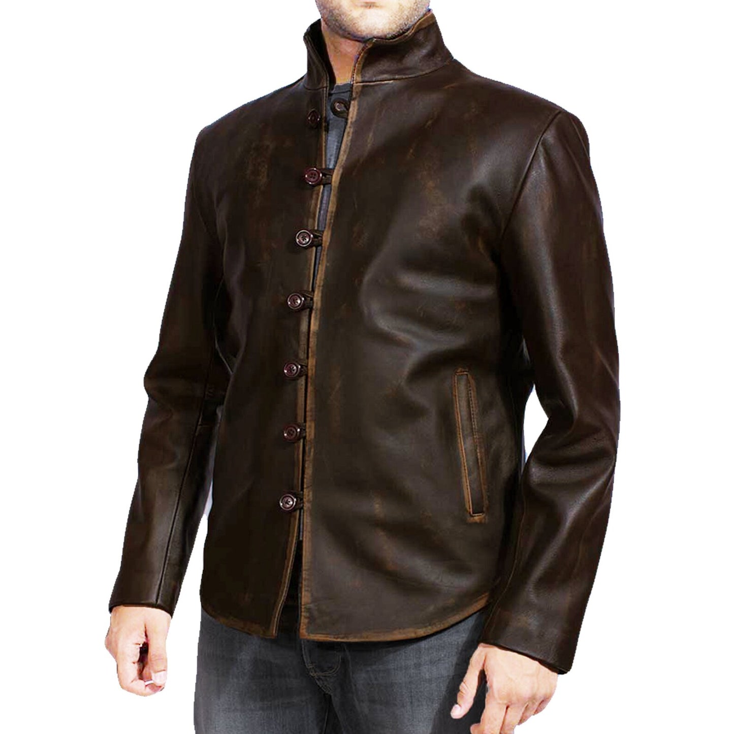 Handmade Vintage Distressed Brown Leather Jacket For Men