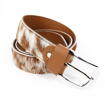 Hair On Cowhide Fur Belt