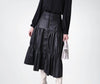 Mid Waist Midi Leather Skirt