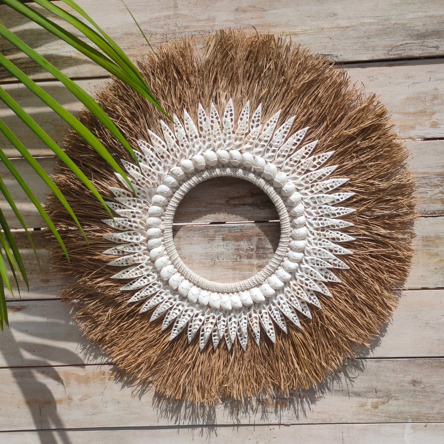 Papua Shells, Macrame, Grass Necklace with stand