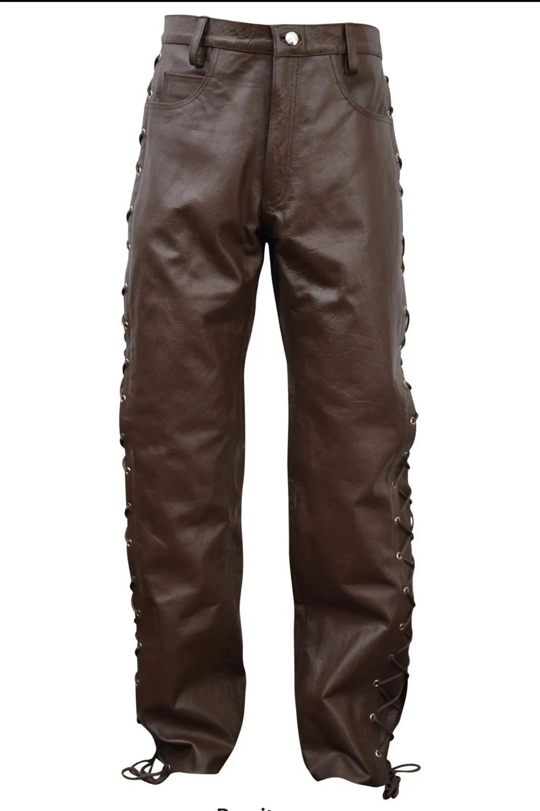 Men's Leather Side Laces Motorbike Pant