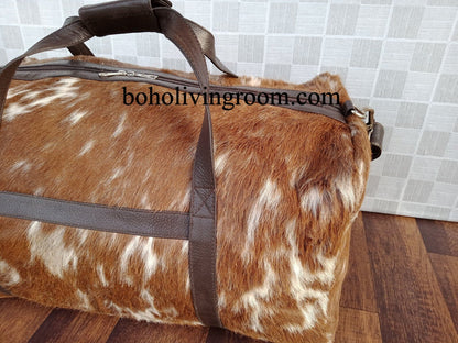 Exotic Brown Cowhide Holdall Bag