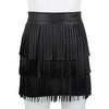 Women Real Leather Fringe Skirt