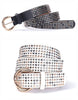 Five row rivet wide faux leather belt