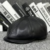 Sheepskin Leather Newsboy Cap British Gatsby Hat