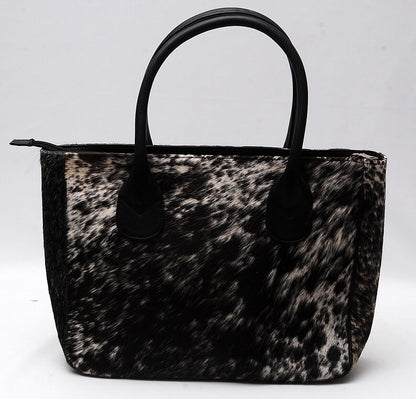 New Cowhide Shoulder Purse Speckled Black White