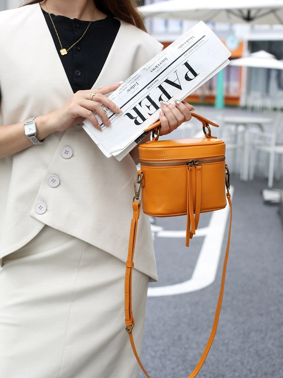 Genuine Leather Women’s Box Bag Crossbody Messenger