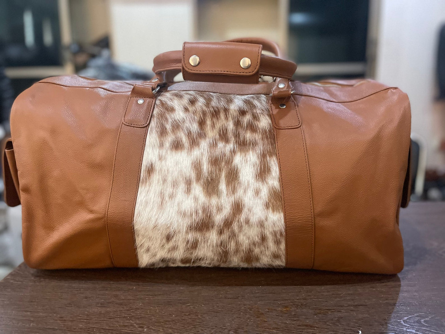 Exotic Handmade Cowhide Duffle Luggage Bag