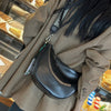 Leather Shoulder Bag Half-Moon Purse with Wide Strap