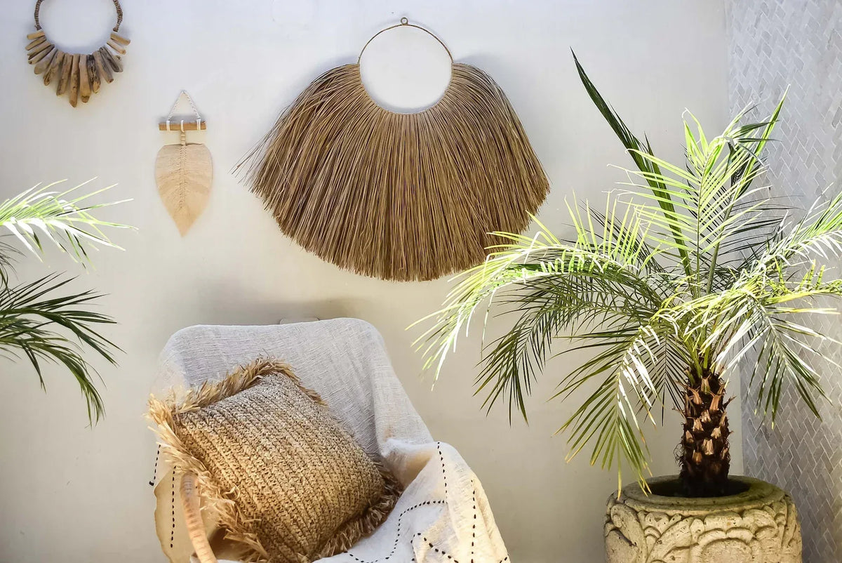 Picture of Raffia wall hanging Seagrass Wall Decor With Knots – Boho Living Room