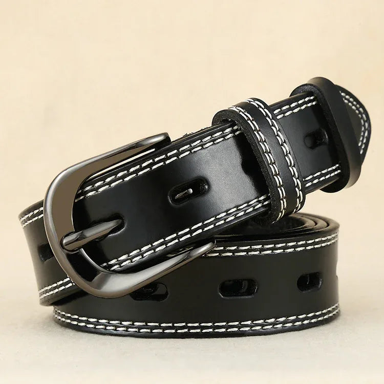 Women’s Genuine Cowhide Hollow Pin Belt 2.8cm Wide 2
