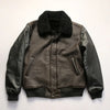 Men’s Black Leather Bomber Jacket with Real Shearling Collar 2 M