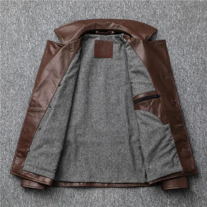 Men’s Oil-Waxed Calfskin Leather Biker Jacket