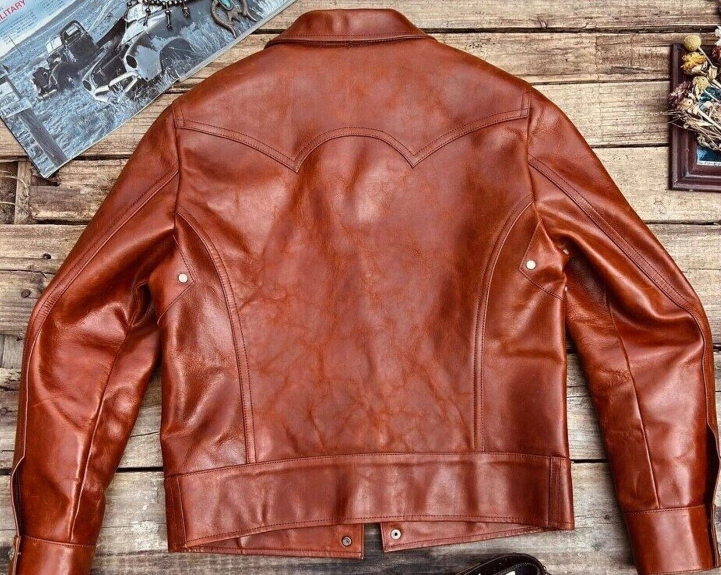 Men's Real Leather Brown Waxed Jacket