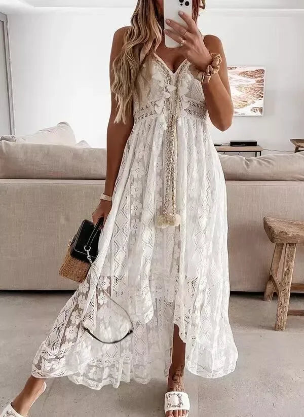 Crochet Lace Maxi Dress for Women