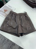 Brown Genuine Leather Shorts for Women
