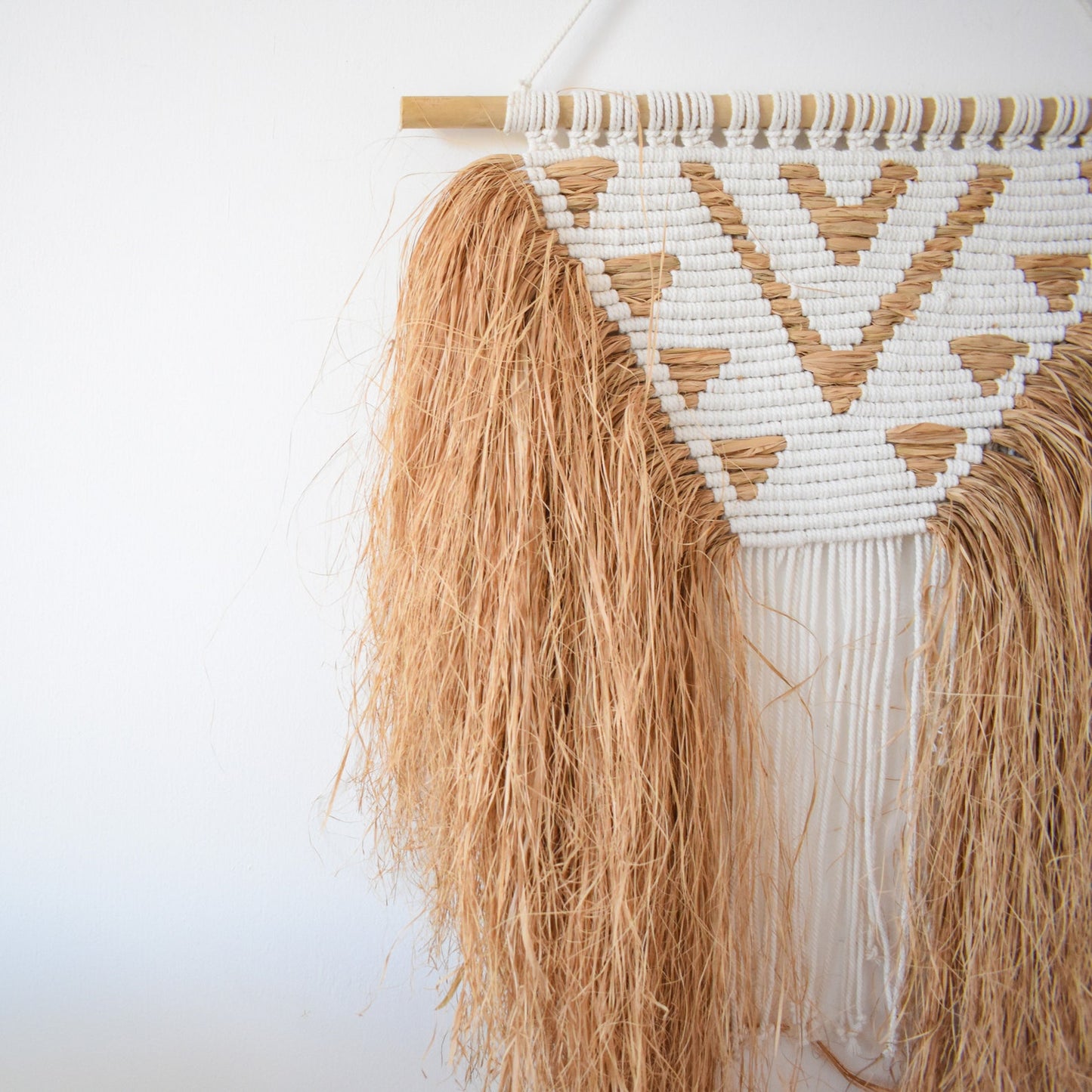 Raffia and Macrame Wall Hanging Living Room Decor