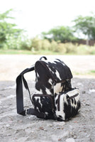 Natural Cowhide Backpack Black White