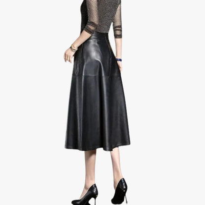 Leather Flare Long Skirt