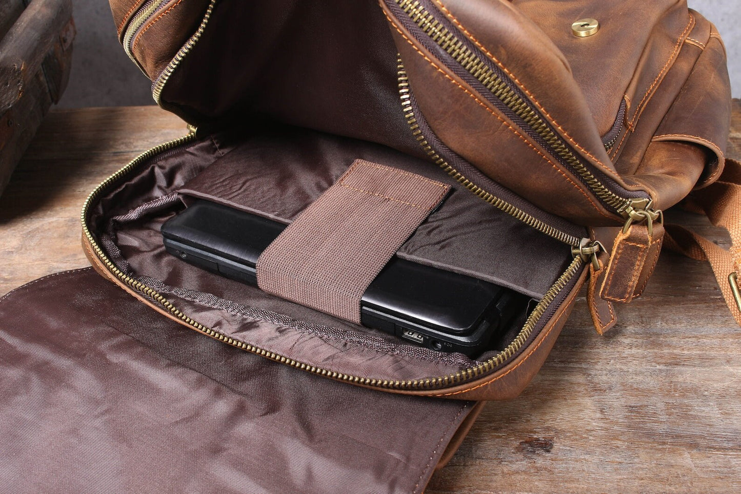 Real Leather Backpack Laptop Bag