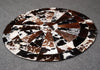 round patchwork natural cowhide rug