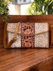 Hand tooled leather cowhide crossbody purse