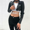 New Women's Leather Black Crop Jacket