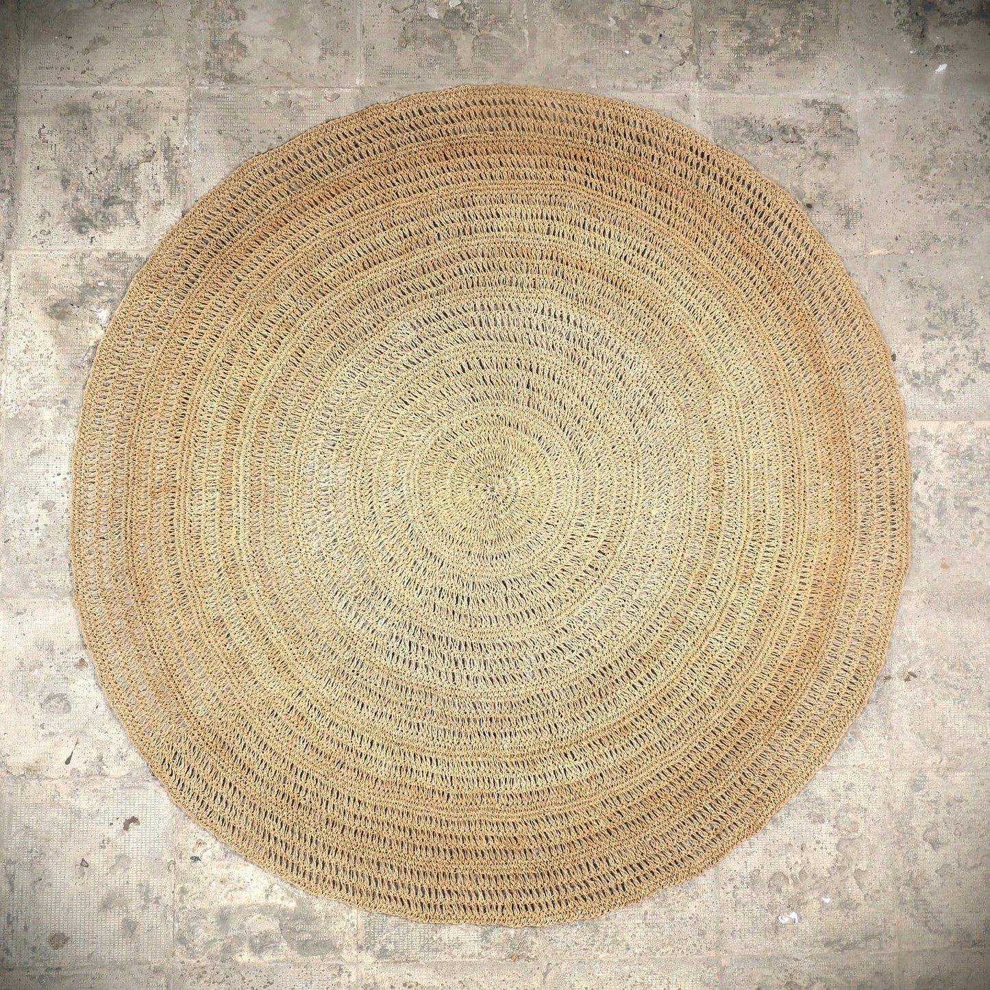 Natural Hand knitted Round Agel String Rug